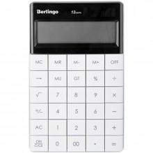 Калькулятор BERLINGO 12 разрядный настольный двойное питание, белый