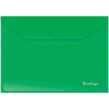 Папка-конверт на кнопке BERLINGO А4 зеленая 180мкм