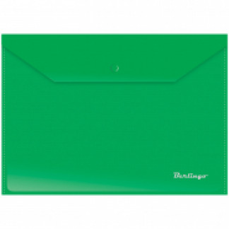 Папка-конверт на кнопке BERLINGO А4 зеленая 180мкм