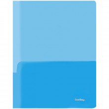 Папка-уголок А4 2внутренних кармана прозрачная синяя180мкм/BERLINGO
