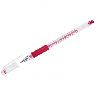Ручка гелевая  CROWN Hi-Jell Grip 0.5мм красная грип