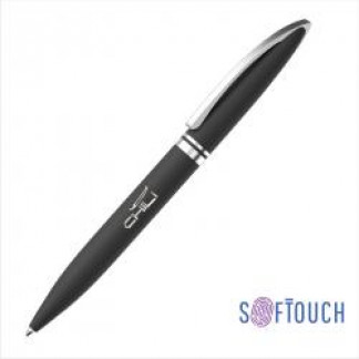 Ручка шариковая Rocket soft touch металл хром черный
