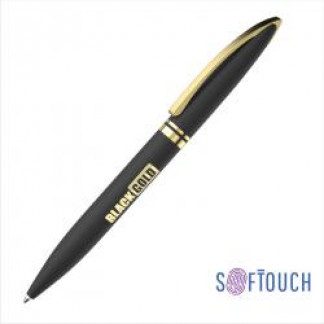 Ручка шариковая Rocket soft touch металл хром черный/золото